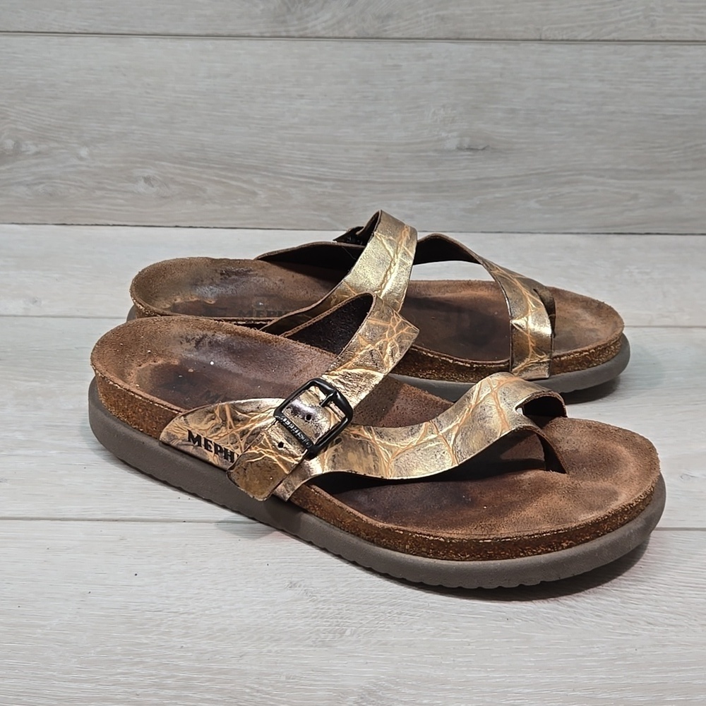 Mephisto Women Helen Loop Toe Platform Leather Sandals Shoes Sz 39/9
